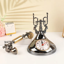 Retro Telephone Model Alarm Clock Creative Timekeeper Desktop Ornament For Home Room Bedside Table Decoration