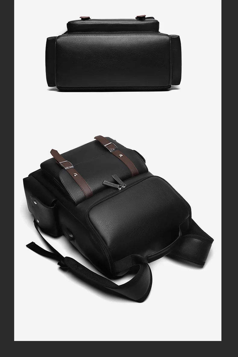 Sac à Dos Rétro en Cuir PU – Style Britannique | USB, Waterproof, Grande Capacité - kadopascher