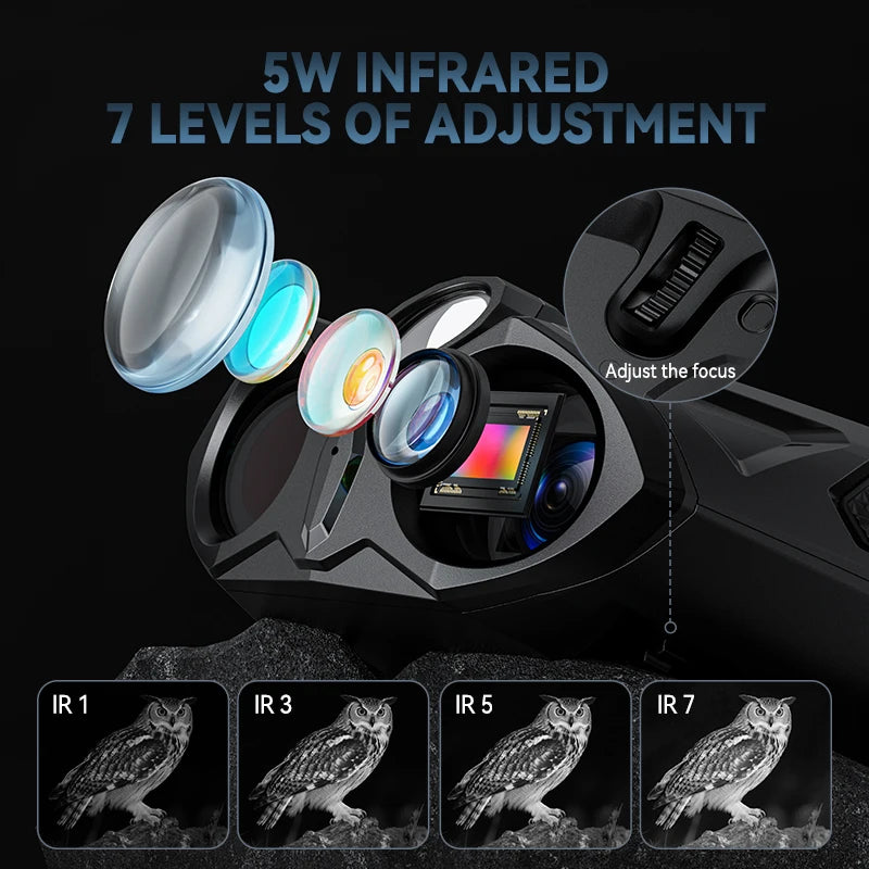 Jumelles Vision Nocturne 4K Écran 4" + Lampe Tactique 3W - IR 5W Zoom 10x - kadopascher