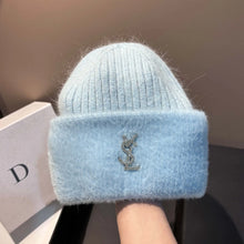 Bonnet femme luxe YSL / Extra Large Thick Warm Ear Protection Mink Wool Knit Hat Winter Fashion Luxury Versatile Yarn Beanie for Cold Weather