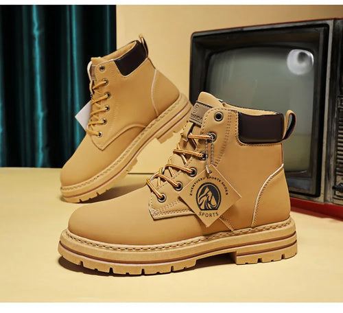 Boots Moto Homme Montantes Cuir - Chaussures Biker Style Motard - kadopascher