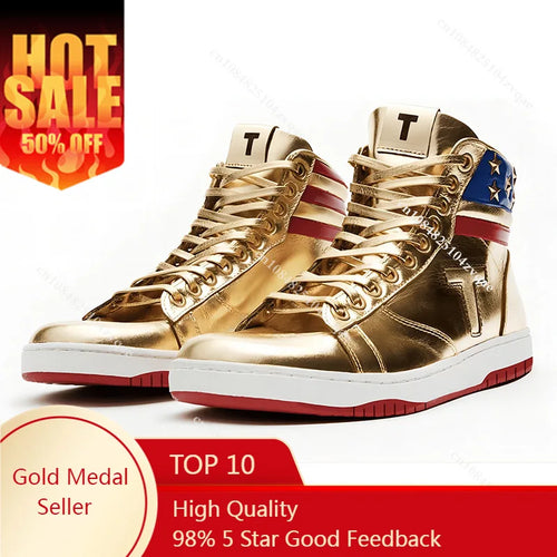 Chaussures TRUMP USA ORIGINAL / Trump Sneakers Never Surrender Gold Shoes High top Gym 2024 MAGA President Donald Shoe Mens Womens Casual Boots Road Sneaker - kadopascher