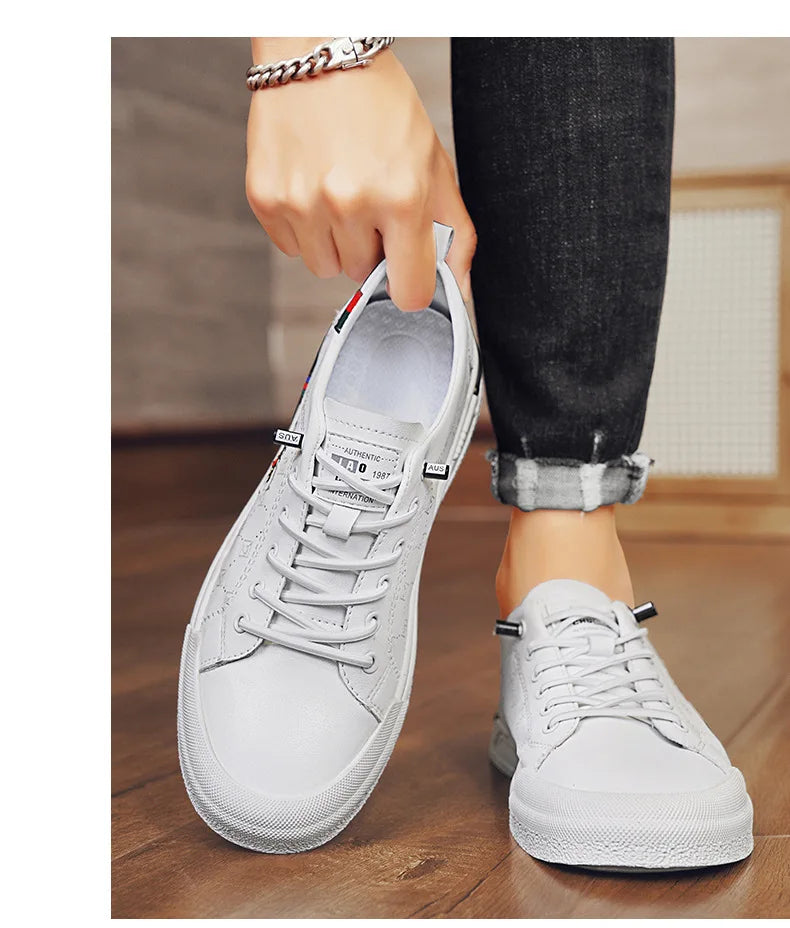 Men's Luxury White Breathable Sneakers - Trendy Casual Sport Shoes 2026