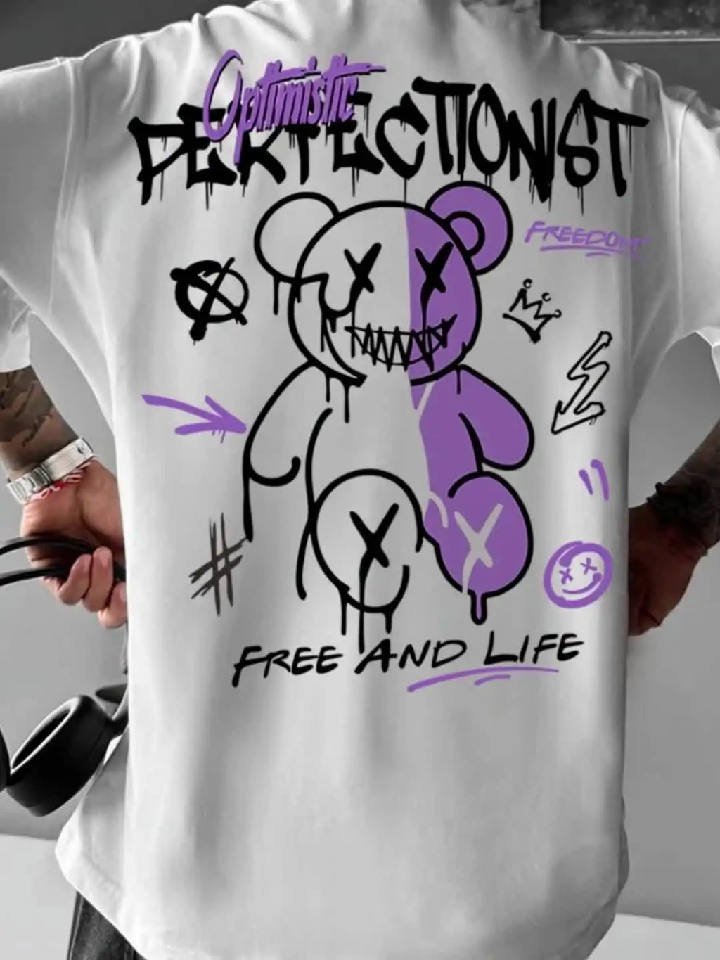 T-shirt homme collection 2025 chic et élégant 
summer 100 cotton fashionable casual sports loose American street letter printed round neck short sleeved T-shirt top - kadopascher