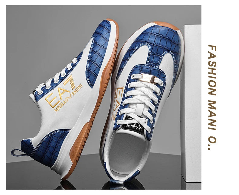 Sneakers Homme Luxe  - Cuir Véritable Design Italien Business Sport