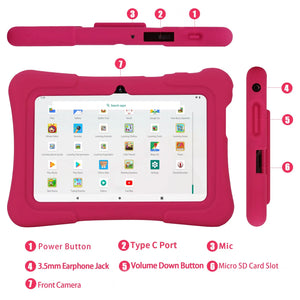 Tablette éducative pour enfant / Logiciel enfant installé / Plusieurs programmes 4-11 ans / PRITOM 7 Inch Kids Tablet Quad Core Android 10 32GB WiFi Bluetooth Educational Software Installed - kadopascher