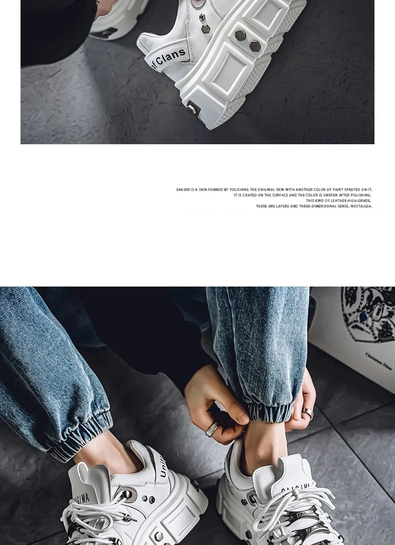 Sneakers Skateboard Homme Cuir - Chaussures Sport Outdoor Respirantes