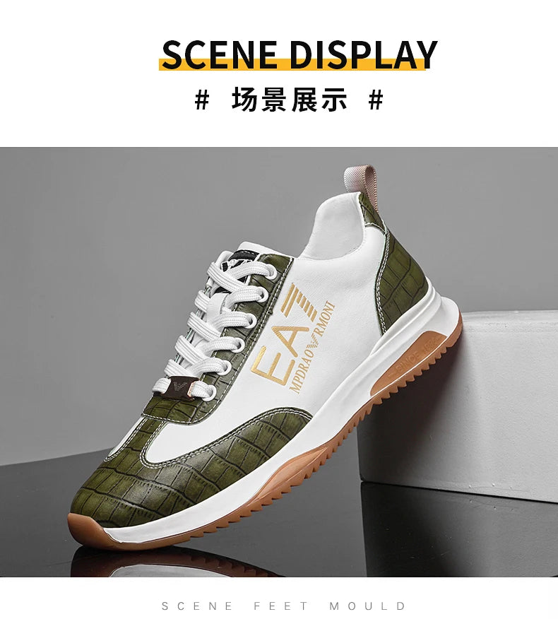 Sneakers Homme Luxe  - Cuir Véritable Design Italien Business Sport