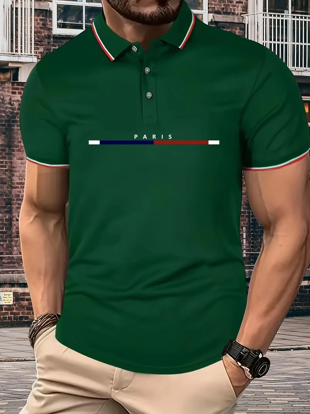 POLO PARIS Mod homme 2024 / Men's Summer Cotton PARIS pattern POLO Shirt Tops - kadopascher
