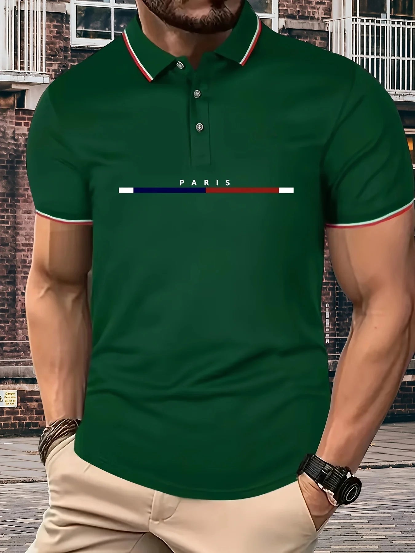 POLO PARIS Mod homme 2024 / Men's Summer Cotton PARIS pattern POLO Shirt Tops - kadopascher