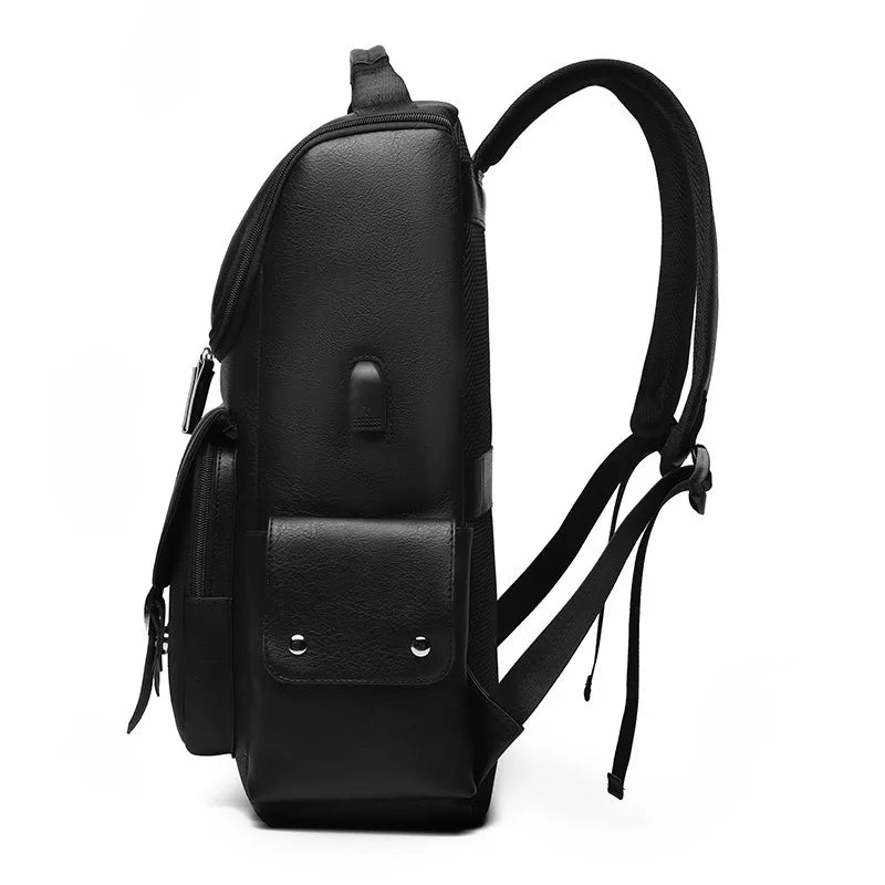 Sac à Dos Rétro en Cuir PU – Style Britannique | USB, Waterproof, Grande Capacité - kadopascher
