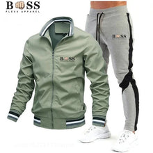 BOSS Survetement homme / BSS FLEXX APPAREL 2024 Mens Tracksuits Men Sets Sweatshirt+sweatpants Tracksuit Zipper Stand Collar Sports Suit Jogging Fitness