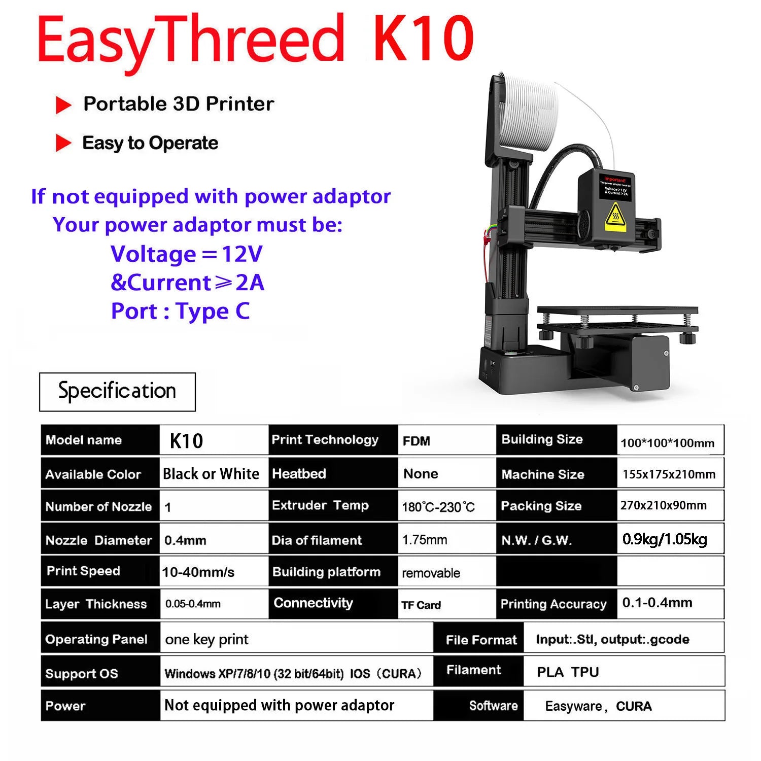 EasyThreed 3D Printer for Beginners - PLA TPU 1.75mm - Shockingly Low Price