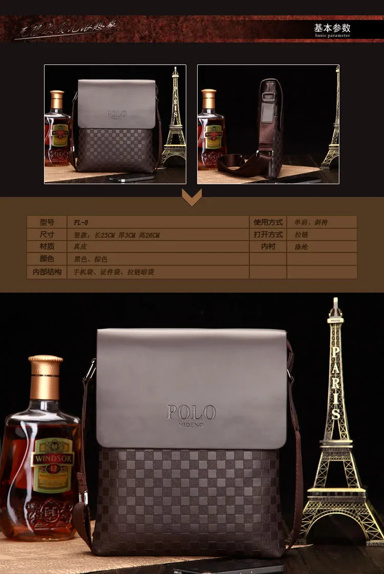 Sac Bandoulière Homme Damier - Sacoche Crossbody Cuir PU Premium - kadopascher