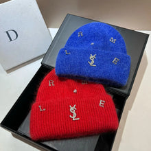 Bonnet YSL / Sweet Plush Long Rabbit Fur Knitted Hat Autumn And Winter Warm Ear Protection Cap Fashionable Letter Women's Hats
