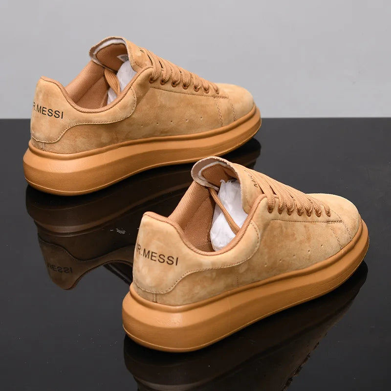 Sneakers Casual Grande Taille 43-44 Mixte - Baskets Plateforme Cuir Microfibre