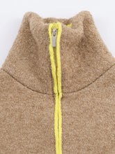 Cardigan stylé hiver pour femme / Cozy Women Elegant Blocking Knitted Cropped Cardigan Lapel Full Sleeves Zipper Pockets Loose Sweaters Lady Winter Daily Wears