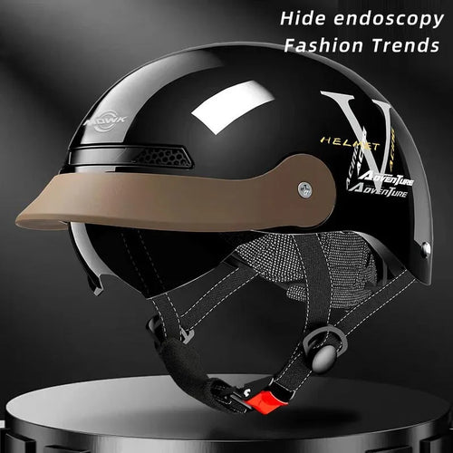 Casque Moto Demi-Jet MOWK – Vintage Respirant Homme Femme Scooter Électrique - kadopascher