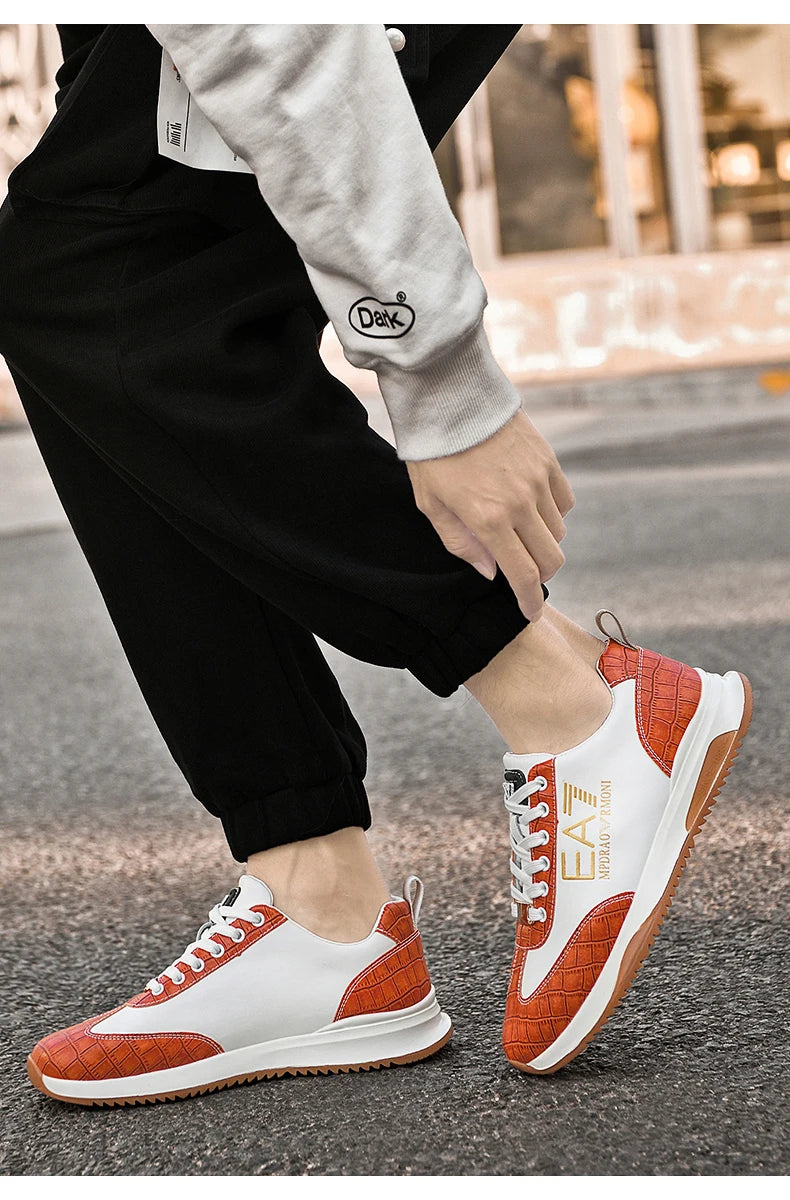 Sneakers Homme Luxe  - Cuir Véritable Design Italien Business Sport