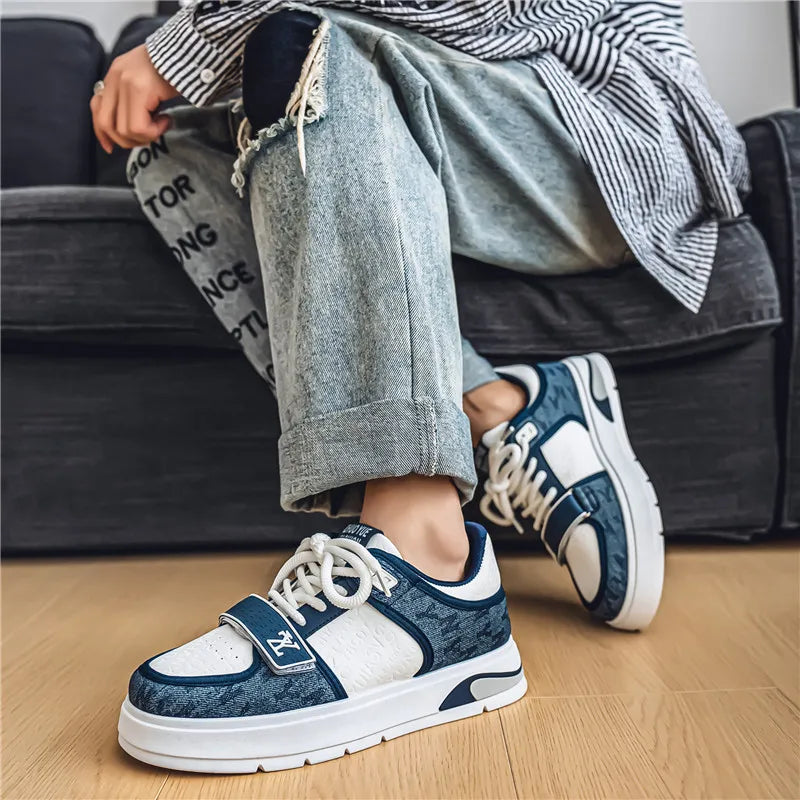 Sneakers Homme Bleu Streetwear 2025 - Chaussures Hip Hop Skate Hiver Designer