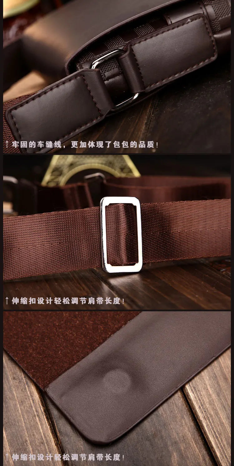 Sac Bandoulière Homme Damier - Sacoche Crossbody Cuir PU Premium - kadopascher