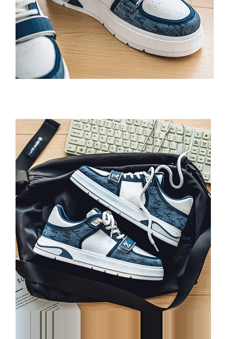 Sneakers Homme Bleu Streetwear 2025 - Chaussures Hip Hop Skate Hiver Designer