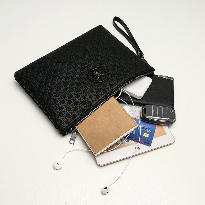 Pochette Homme Cuir PU – Clutch Business & Téléphone | Fermeture Zippée - kadopascher