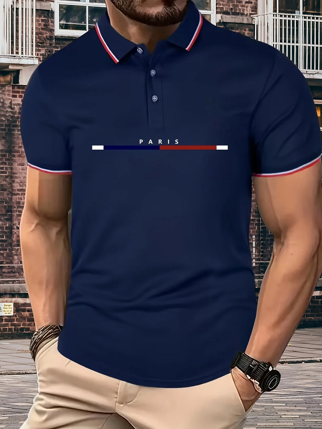 POLO PARIS Mod homme 2024 / Men's Summer Cotton PARIS pattern POLO Shirt Tops - kadopascher
