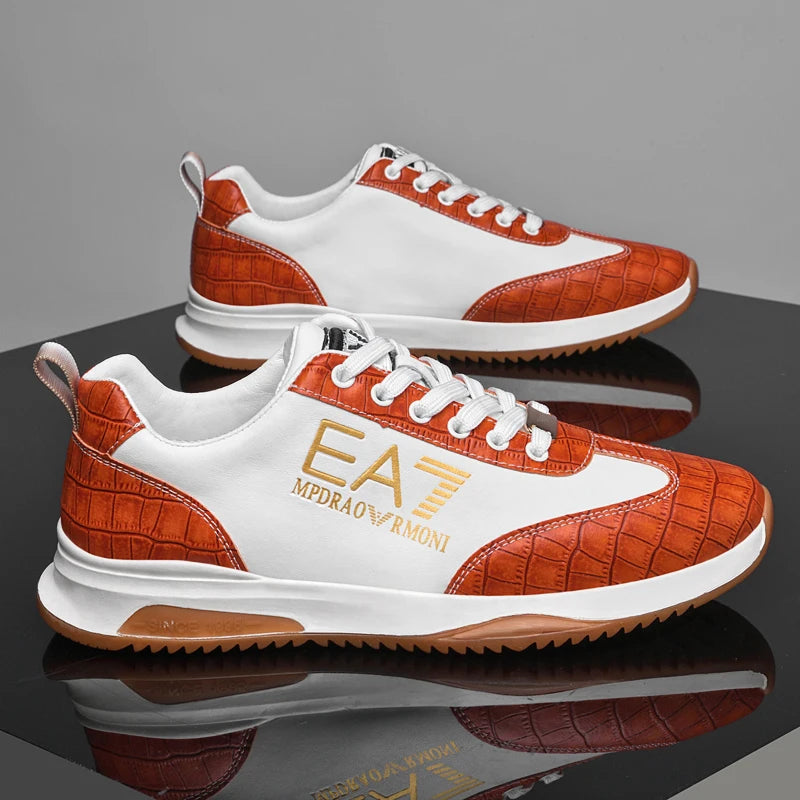 Sneakers Homme Luxe  - Cuir Véritable Design Italien Business Sport