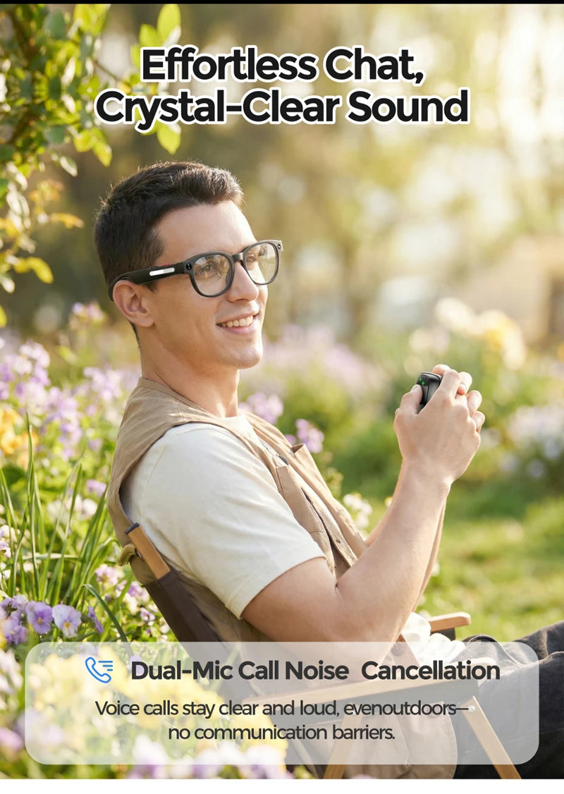 Lunettes Connectées Caméra 4K – Photos, Vidéos, Traduction IA, Appels Bluetooth