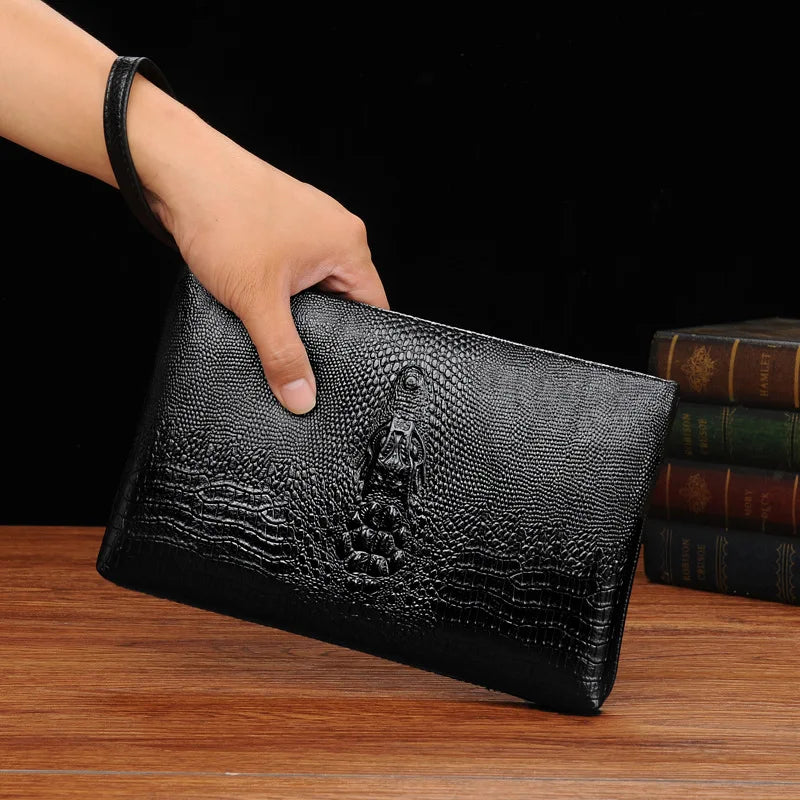 Portefeuille Clutch Homme Cuir PU Double Zipper – Style Luxe Business - kadopascher