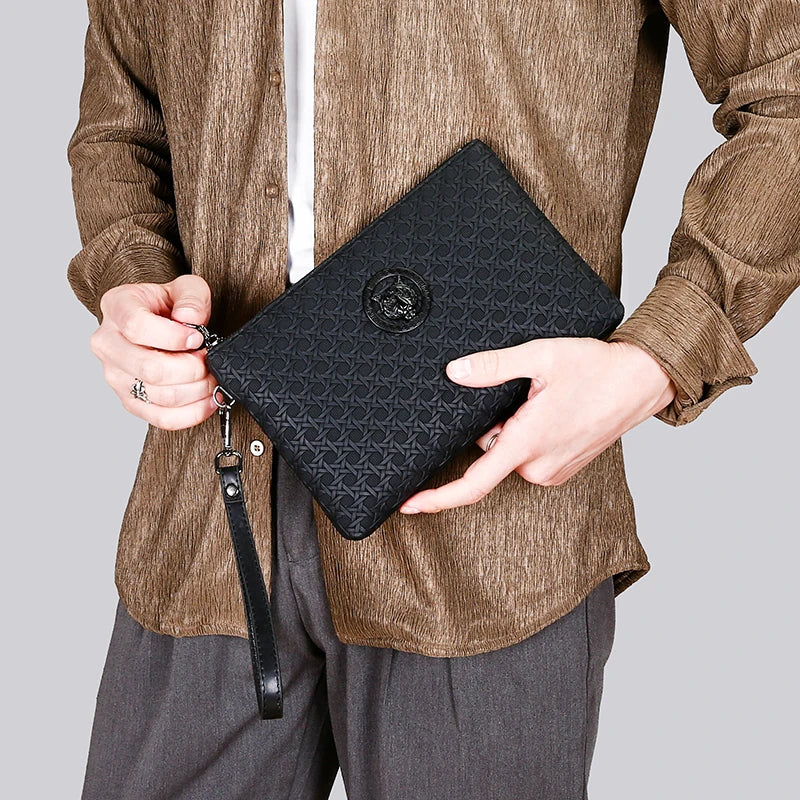Pochette Homme Cuir PU – Clutch Business & Téléphone | Fermeture Zippée - kadopascher