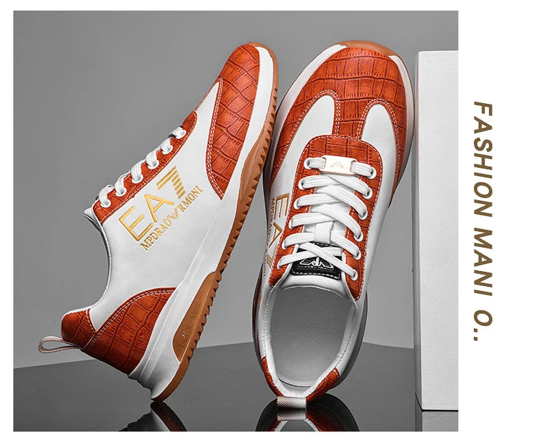 Sneakers Homme Luxe  - Cuir Véritable Design Italien Business Sport