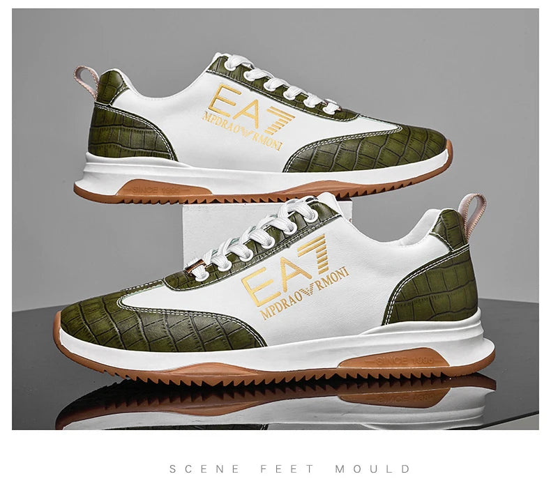 Sneakers Homme Luxe  - Cuir Véritable Design Italien Business Sport