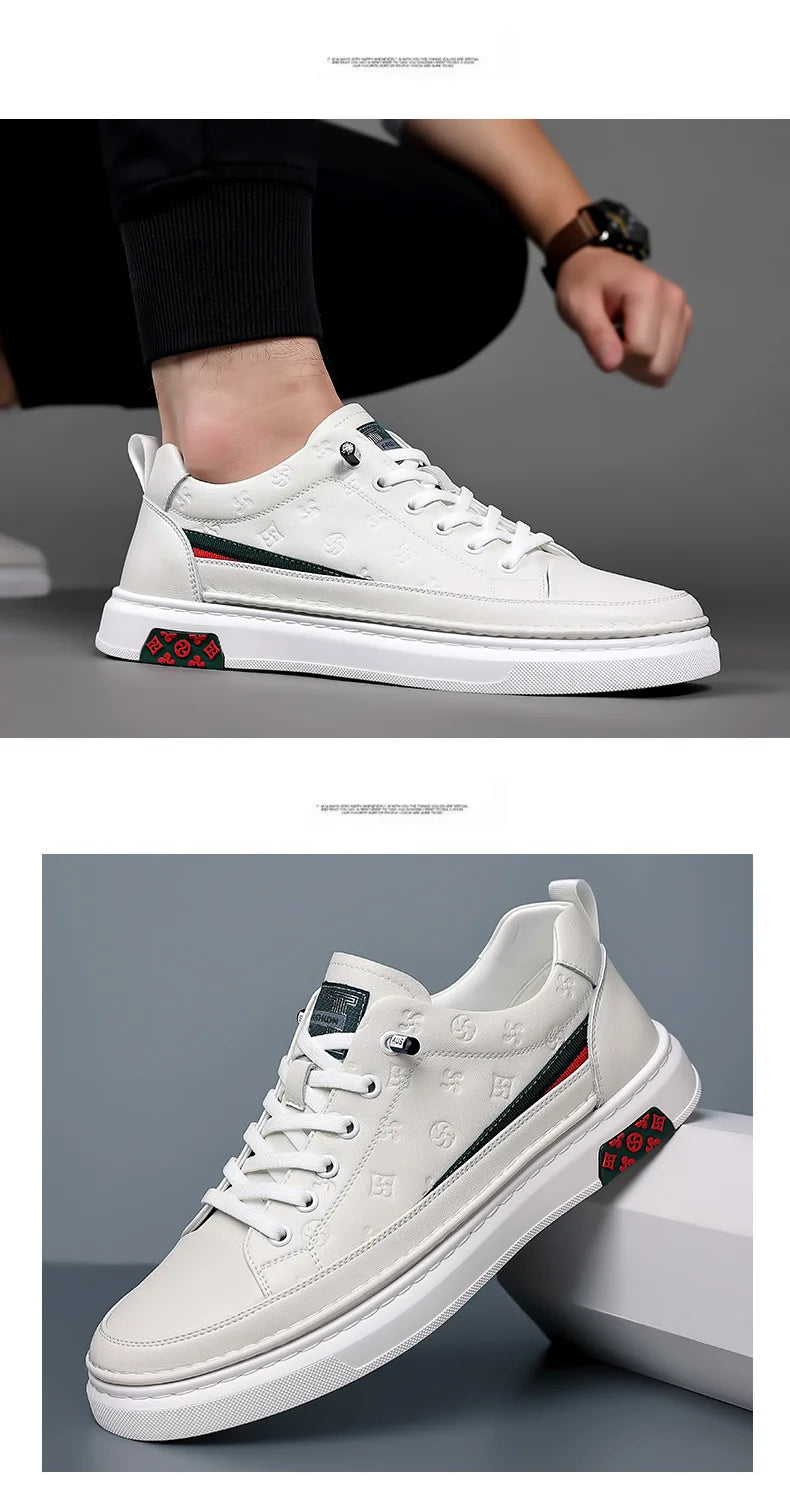 Chaussures de luxe surélevées de 5cm 2024 / 2024 Spring Men's Elevator Shoes Men Loafers White Soft Leather Moccasins Height Increased 5cm Taller Shoes Man Sneakers - kadopascher