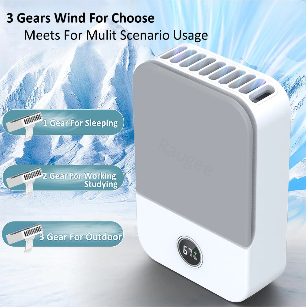 Ventilateur Portable Ceinture & Tour de Cou – 3 Vitesses, Batterie 2000mAh, USB-C - kadopascher