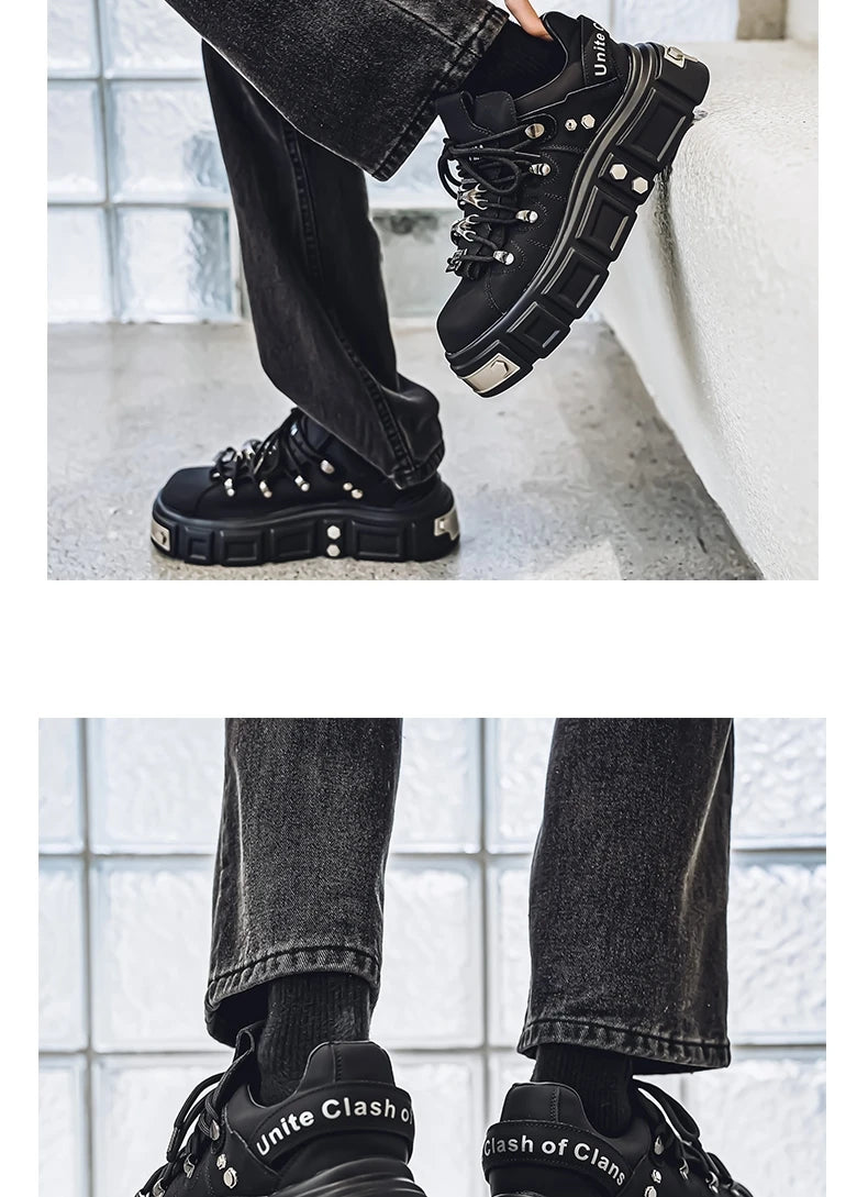 Sneakers Skateboard Homme Cuir - Chaussures Sport Outdoor Respirantes