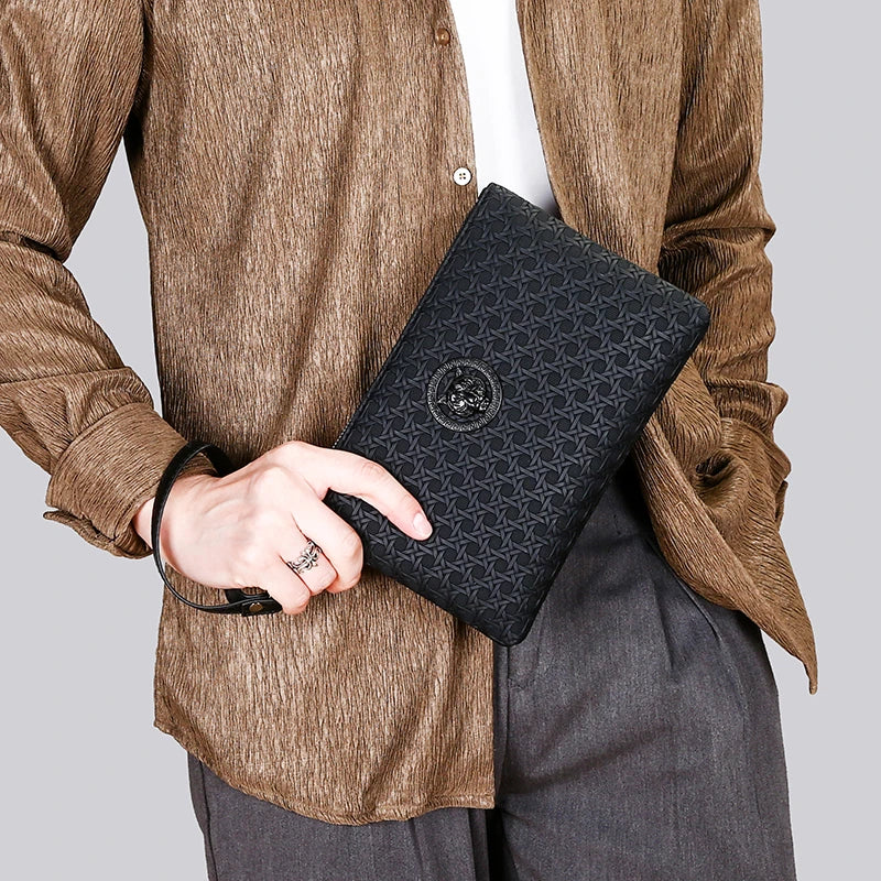 Pochette Homme Cuir PU – Clutch Business & Téléphone | Fermeture Zippée - kadopascher