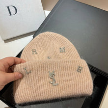Bonnet YSL / Sweet Plush Long Rabbit Fur Knitted Hat Autumn And Winter Warm Ear Protection Cap Fashionable Letter Women's Hats