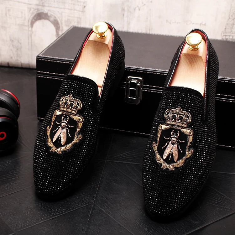 Mocassins Brodés Homme WVHK – Loafers Luxe Imperméables | Semelle Plateforme Printemps Automne - kadopascher
