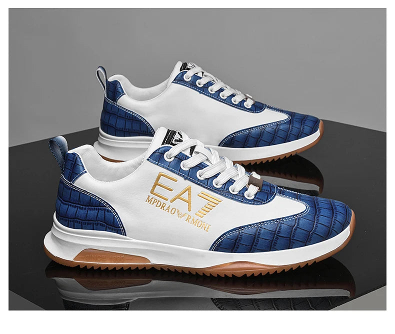 Sneakers Homme Luxe  - Cuir Véritable Design Italien Business Sport