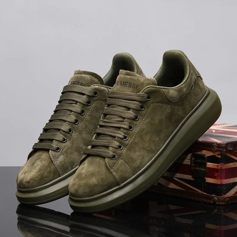 Sneakers Casual Grande Taille 43-44 Mixte - Baskets Plateforme Cuir Microfibre