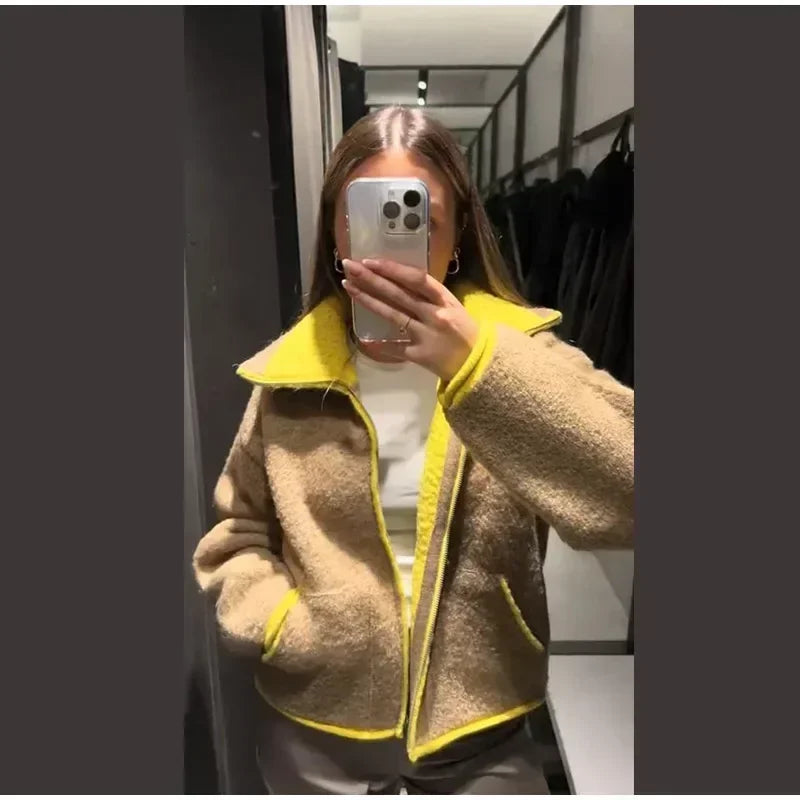 Women's Knitted Winter Zip-Up Cardigan - Cozy, Elegant, Loose Fit with Pockets