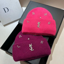 Bonnet YSL / Sweet Plush Long Rabbit Fur Knitted Hat Autumn And Winter Warm Ear Protection Cap Fashionable Letter Women's Hats
