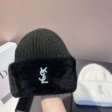 Bonnet femme luxe YSL / Extra Large Thick Warm Ear Protection Mink Wool Knit Hat Winter Fashion Luxury Versatile Yarn Beanie for Cold Weather
