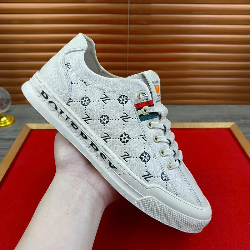 Chaussures de sport luxe chic habillé / European New Shoes for Men Genuine Leather Casual Shoes Trend Print Flats Skateboard Shoes Youth Street Sneakers - kadopascher