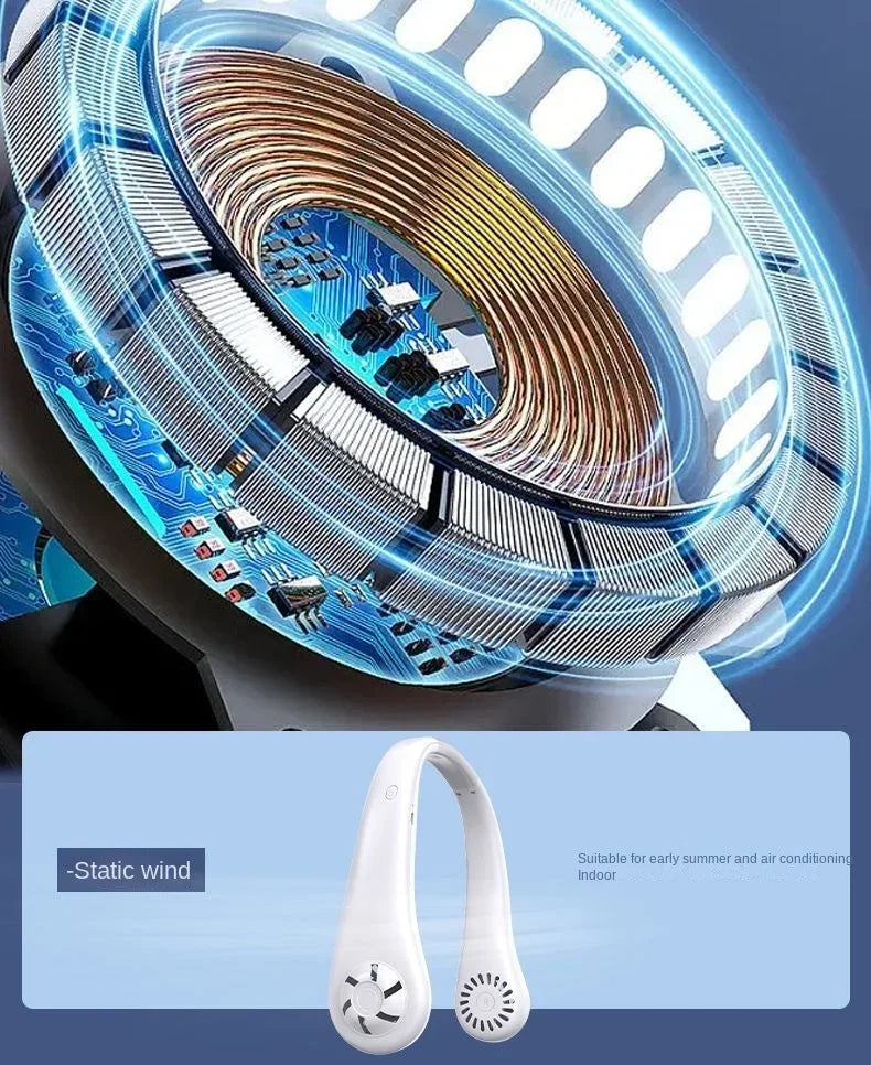 Ventilateur de Cou Sans Lames USB Rechargeable – 3 Vitesses, Portable & Silencieux