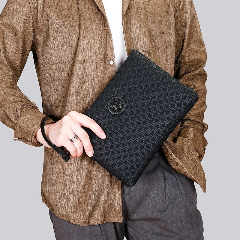 Pochette Homme Cuir PU – Clutch Business & Téléphone | Fermeture Zippée - kadopascher