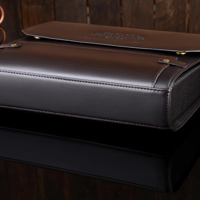Sacoche de luxe en cuir pour homme / YoReAi Men's Business PU Wear-resistant Messenger Bag Casual Hard Leather Briefcase Large Capacity Fashion Storage Bags Wallet - kadopascher