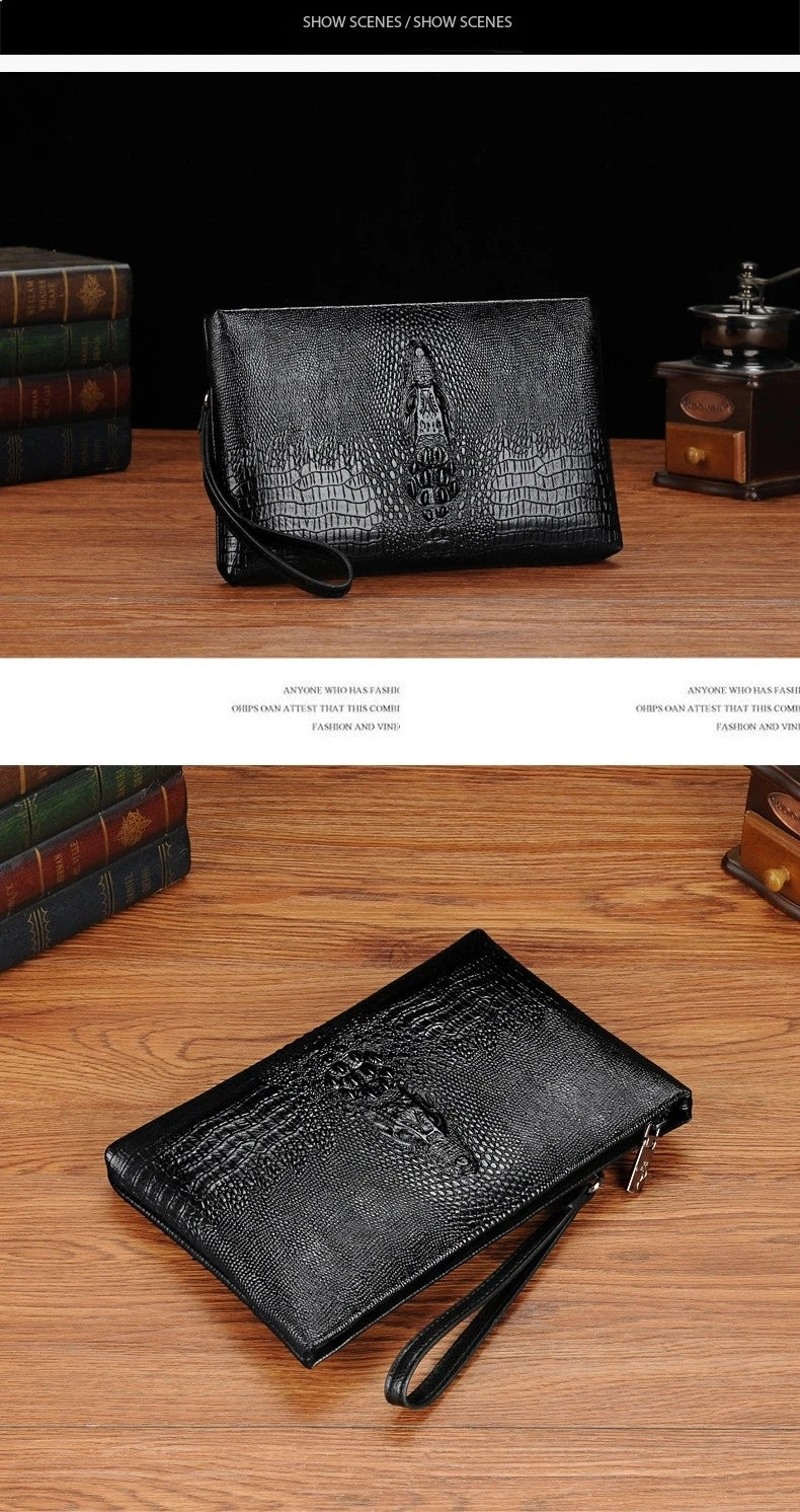 Portefeuille Clutch Homme Cuir PU Double Zipper – Style Luxe Business - kadopascher